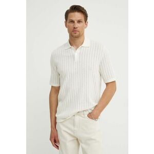 Samsoe Samsoe tricou polo din in SACONALD culoarea bej, neted, M24200016 imagine