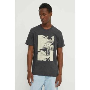G-Star tricou din bumbac bărbați, culoarea gri, cu imprimeu, D24686-336 imagine