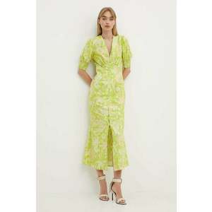Never Fully Dressed rochie culoarea verde, maxi, evazată imagine