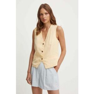 Pepe Jeans vestă cu amestec de in ADITI culoarea portocaliu, un singur rand de nasturi, PL402420 imagine