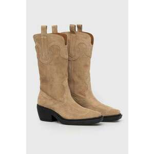 Copenhagen cizme de cowboy din piele intoarsa femei, culoarea bej, cu toc drept, CPH233 imagine