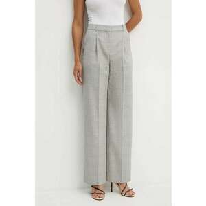 BOSS pantaloni de lana culoarea gri, drept, high waist, 50525277 imagine