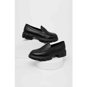 Answear Lab mocasini de piele femei, culoarea negru, cu toc plat imagine