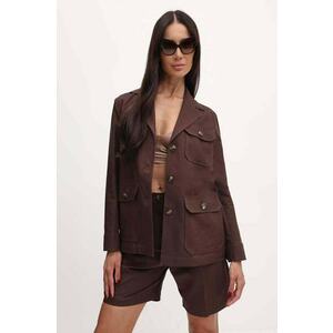 Weekend Max Mara geacă din amestec de in culoarea maro, de tranzitie, 2415041013600 imagine