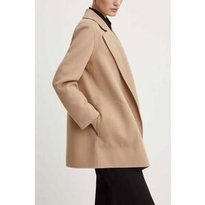 Theory geaca de lana culoarea bej, desfacut, neted, K0701412 imagine