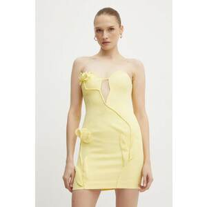 Bardot rochie ELENI culoarea galben, mini, mulată, 59341DB imagine