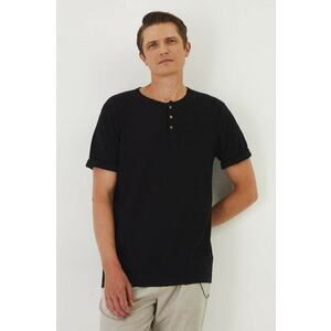 Medicine tricou din amestec de in barbati, culoarea negru, neted imagine