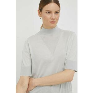 G-Star pulover de bumbac femei, culoarea gri, light, cu guler imagine