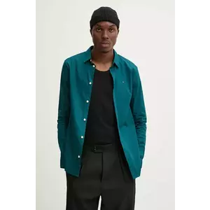 Tommy Jeans camasa barbati, culoarea verde, cu guler clasic, slim, DM0DM04405 imagine