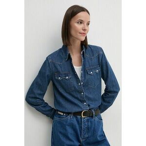 United Colors of Benetton camasa jeans femei, cu guler clasic, regular imagine