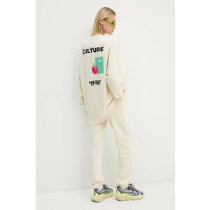 Moschino Jeans hanorac de bumbac femei, culoarea bej, cu imprimeu, A1708 8732 imagine