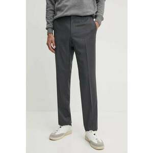 BOSS pantaloni de lana culoarea gri, drept, 50469183 imagine
