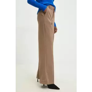 Answear Lab pantaloni femei, culoarea bej, drept, high waist imagine