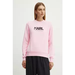 Karl Lagerfeld hanorac de bumbac femei, culoarea roz, cu imprimeu, 24WW1803 imagine