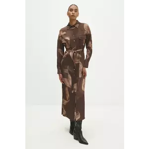 Answear Lab rochie culoarea maro, maxi, evazată imagine