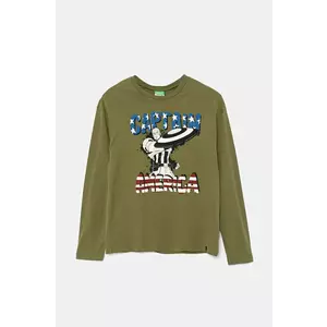 United Colors of Benetton longsleeve din bumbac pentru copii culoarea verde, cu imprimeu, 3ATNC10M8 imagine