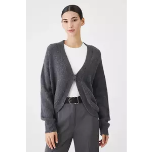 Medicine cardigan din amestec de lana femei, culoarea gri, călduros imagine