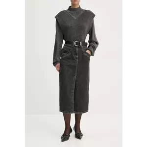 IRO fustă din denim culoarea negru, midi, dreaptă, WM31CLARYSSE imagine