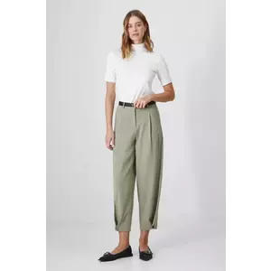 Medicine pantaloni femei, culoarea verde, lat, high waist imagine