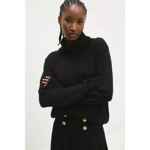 Answear Lab pulover de lana culoarea negru, light, cu guler imagine