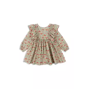Konges Sløjd rochie din bumbac pentru copii EVIA LS BOW DRESS GOTS culoarea bej, mini, evazată, KS101964 imagine