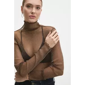 Answear Lab bluza femei, culoarea maro, melanj imagine