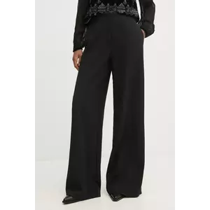 Pedro del Hierro pantaloni femei, culoarea negru, lat, high waist, 7608776 imagine