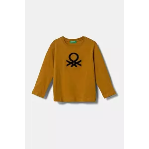 United Colors of Benetton longsleeve din bumbac pentru copii culoarea galben, cu imprimeu, 3ATNG10G1 imagine