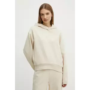 BOSS bluza femei, culoarea bej, cu glugă, melanj, 50532026 imagine