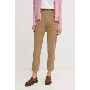 United Colors of Benetton pantaloni de catifea cord culoarea maro, mulată, high waist, 4ZENDF07H imagine