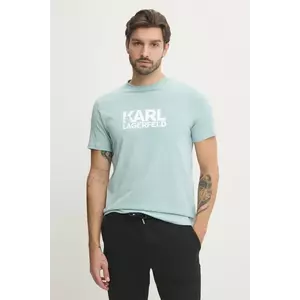 Karl Lagerfeld tricou barbati, culoarea turcoaz, cu imprimeu, 551235.755087 imagine