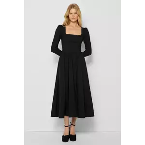 Bizuu rochie SYDELLE culoarea negru, midi, evazată, SUKIENKA SYDELLE_CZARNY_AW24 imagine