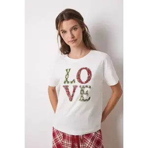 women'secret tricou din bumbac MIX AND MATCH LOVE ACTUALLY femei, culoarea bej, 3278422 imagine