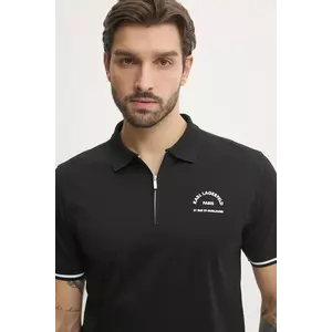 Karl Lagerfeld polo de bumbac culoarea negru, cu imprimeu, 551200.745081 imagine
