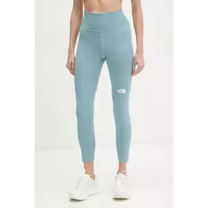 The North Face leggins sport Mountain Athletics Flex femei, culoarea turcoaz, cu imprimeu, NF0A8BPF4261 imagine