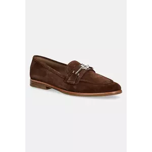 BOSS mocasini din piele intoarsa Helyan femei, culoarea maro, cu toc plat, 50536350 imagine
