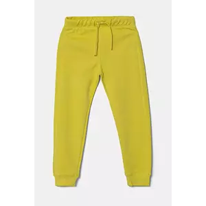 United Colors of Benetton pantaloni de trening din bumbac pentru copii culoarea galben, uni, 3J68CF058 imagine