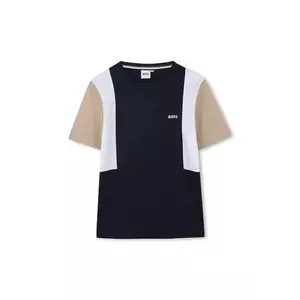 BOSS tricou de bumbac pentru copii culoarea bleumarin, uni, J52039 imagine
