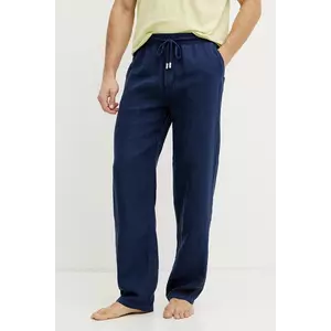 Vilebrequin pantaloni din in PACHA barbati, culoarea albastru marin, drept, PACP613P imagine