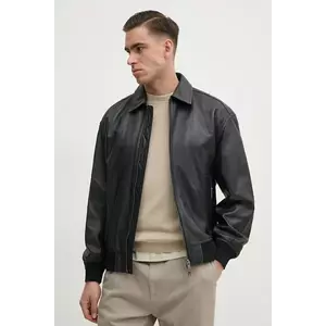 BOSS Orange geacă de piele culoarea negru, de tranziție, 50530270 imagine