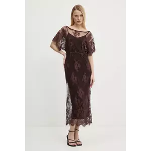 Never Fully Dressed rochie Lace Tilly culoarea maro, midi, dreaptă, NFDDR1853 imagine