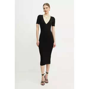 Elisabetta Franchi rochie culoarea negru, midi, mulată, AM53S51E2 imagine
