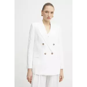 Ermanno Scervino blazer din amestec de in culoarea alb, cu doua randuri de nasturi, 56TI021ES1 imagine