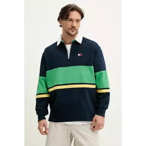 Tommy Jeans hanorac de bumbac barbati, culoarea albastru marin, modelator, DM0DM21349 imagine