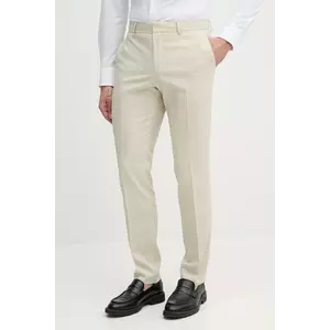 BOSS pantaloni de lana barbati, culoarea bej, mulata, 50540713 imagine