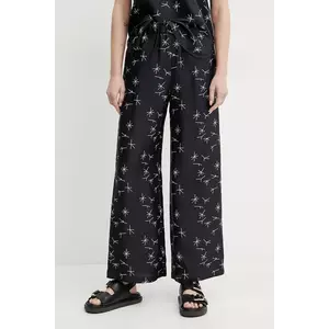 MM pantaloni de mătase femei, culoarea albastru marin, drept, high waist, 2516131027600 imagine