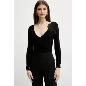 Elisabetta Franchi pulover din amestec de mătase femei, culoarea negru, light, MK56B51E2 imagine