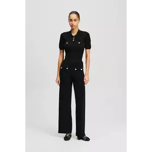 Karl Lagerfeld pantaloni femei, culoarea negru, drept, high waist, A2W10146 imagine
