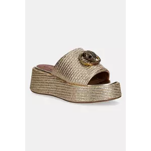 Kurt Geiger London papuci Chelsea Flatform Mule femei, culoarea auriu, toc pana, 4367443999 imagine