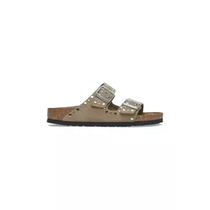 Birkenstock papuci din piele Arizona Rivet femei, culoarea maro, 1029390 imagine